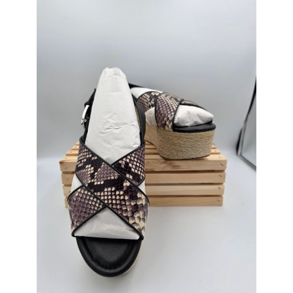Michael Kors Jodi Wedge Sandals Womens 10M 40S8JOFS1E Snakeskin Embossed Leather - Picture 2 of 5